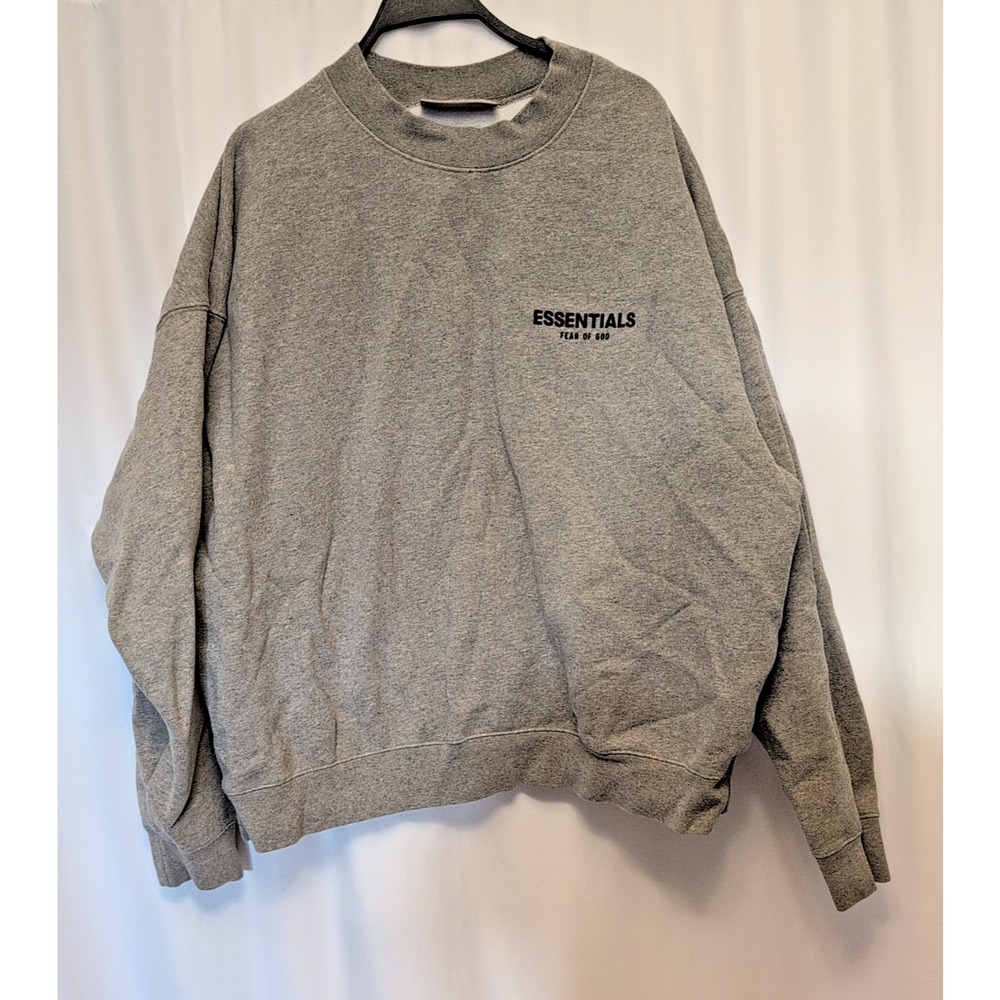 Essentials XXL Fear of God Oversized Sweatshirt Gray Mock Neck Cotton Blend Men